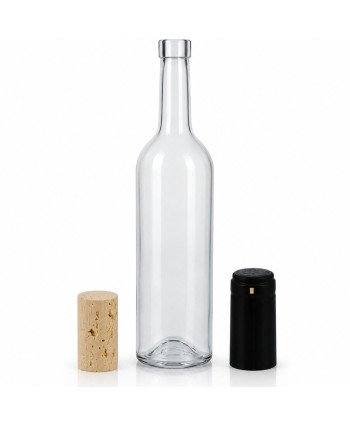 Stiklinis vyno butelis Bordeaux 450g. 750 ml, skaidrus